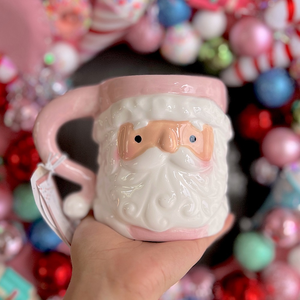✨NEW🎅Cupcakes and Cashmere Pink Christmas Santa Mug🩷